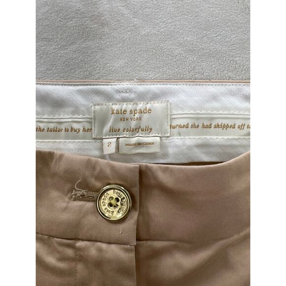 Kate Spade NY Tan Cotton Wide Leg Crop Pant Trousers 2 Capsule Old Money - Picture 4 of 7